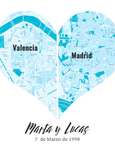 Mapas de corazón para bodas