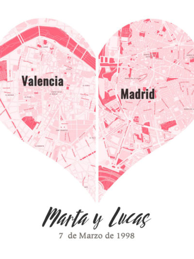 Mapas de corazón para bodas