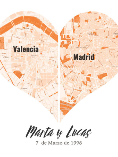Mapas de corazón para bodas