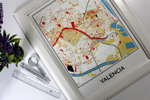 Mapa personalizado Valencia enmarcado