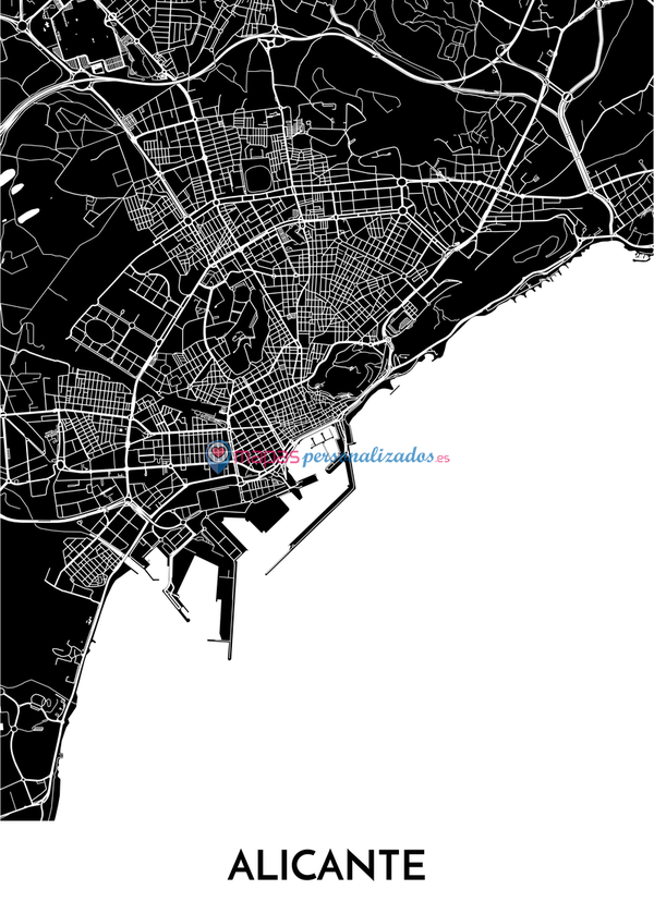 Mapa decorativo de Alicante