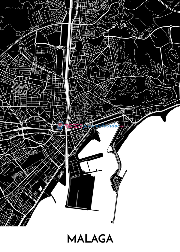 Mapa decorativo de Málaga